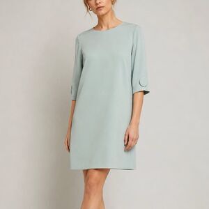 Goat Fashion Mint Green 3/4 Sleeve Crewneck Button Detail Shift Dress Size 8